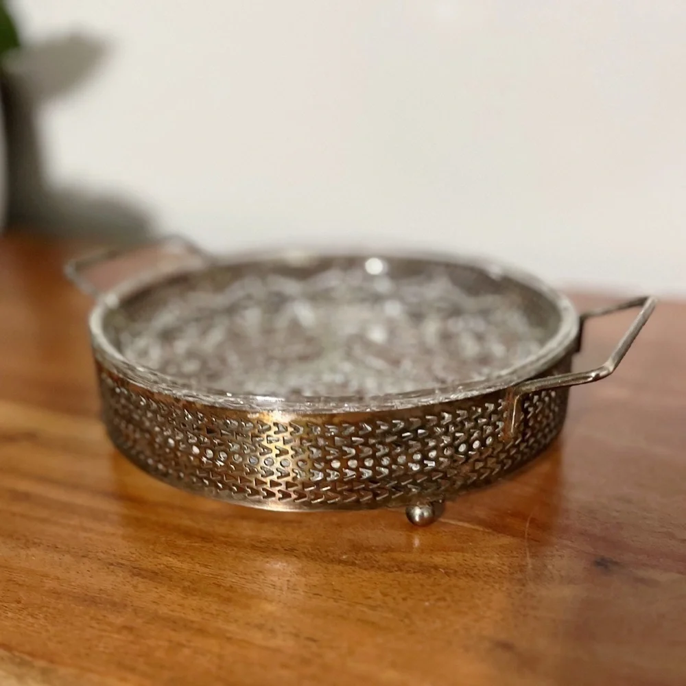 Daisy & Buttons Vintage Mid Century Relish Divided Glass Serving Tray Dish